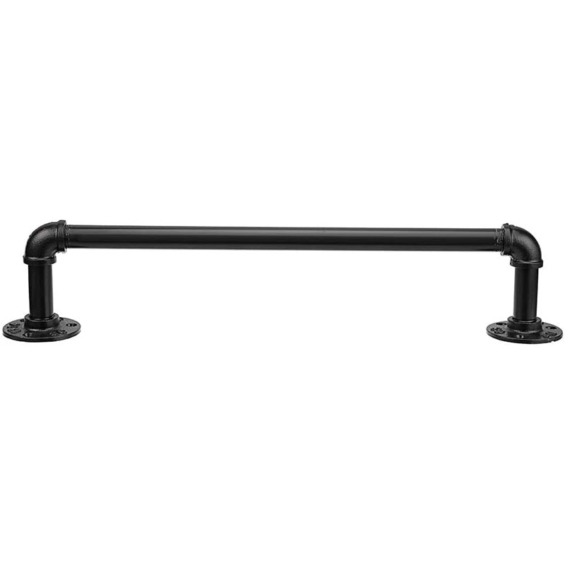 Topp vintage industriell pipe håndkleholder veggmontert metall håndklestativ bar bad hengende henger tilbehør svart: Default Title
