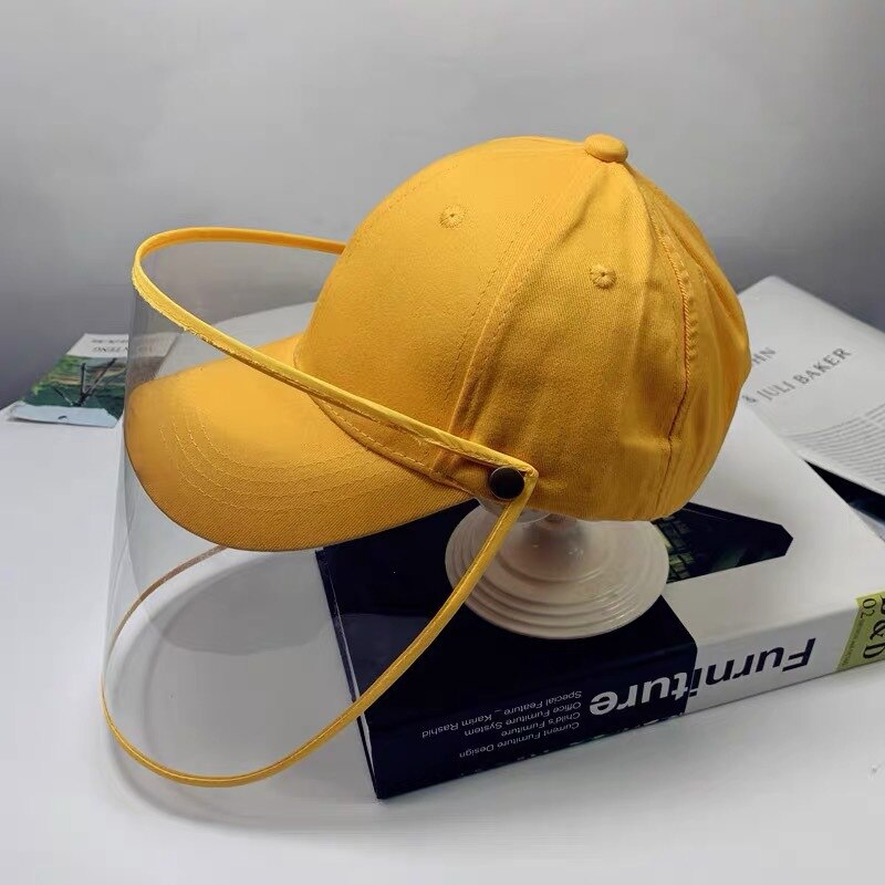 4 farve børn anti-spyt beskyttende hat sommer ensfarvet baseball beskyttelseshætte anti-spyt beskyttende hat aftagelig: Gul