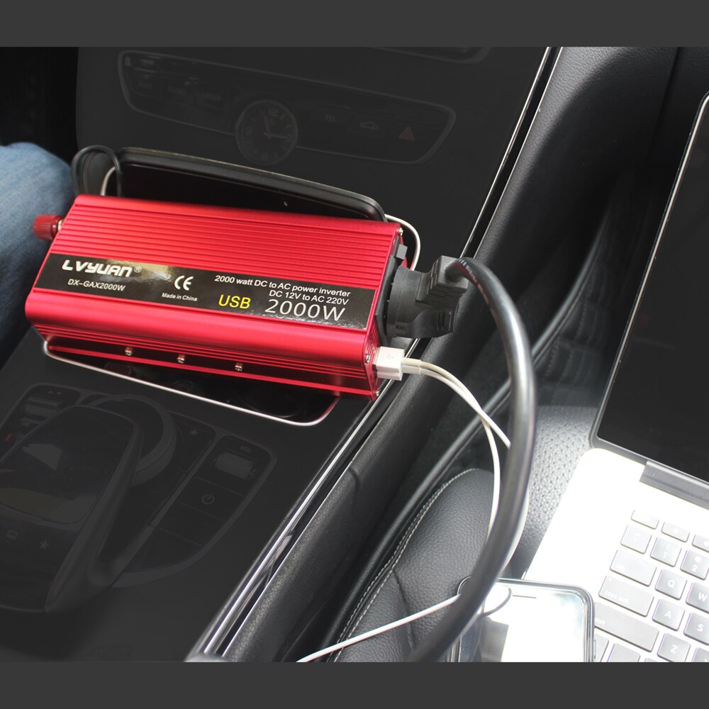 Portable Car Inverter 1500W 2000W DC 12V to AC 220V Volt Power Charger Converter 2USB Adapter Transformer Auto Accessories Solar
