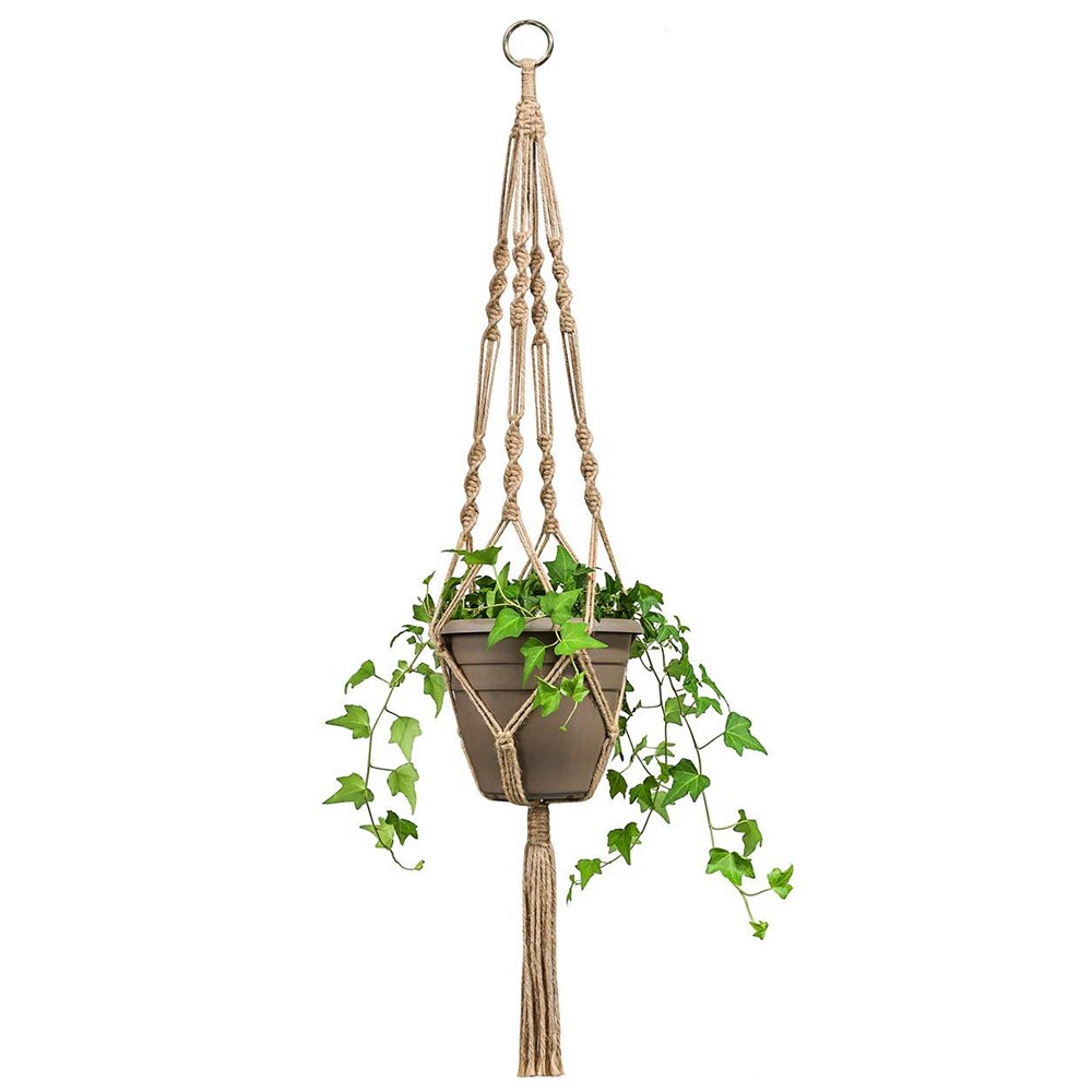 2 Pcs Macrame Plant Hanger Indoor Outdoor Hanging Planter Basket Jute Rope 4 Legs 41 Inch