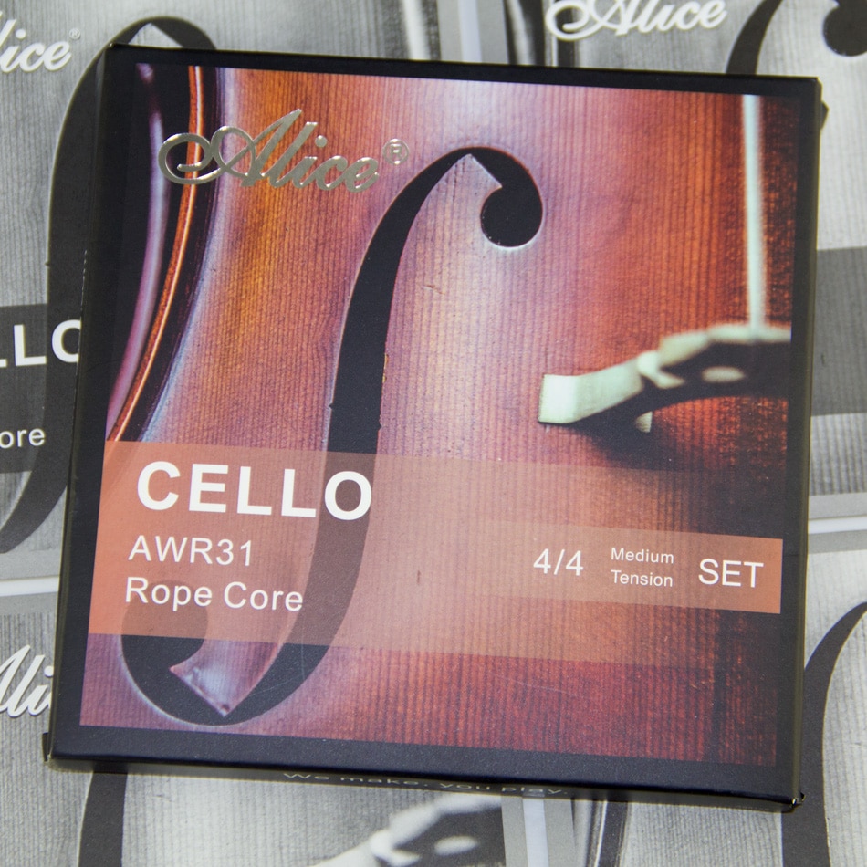 Alice Cello Snaren AWR31 Touw Kern Geformuleerd Voor Excellence 4/4 Meddium Spanning Set