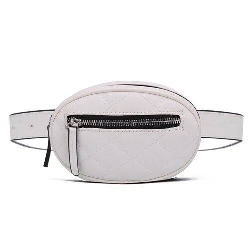 Dame midjepose ensfarget liten rund bag dame liten pute bag messenger bag midje pack: Hvit