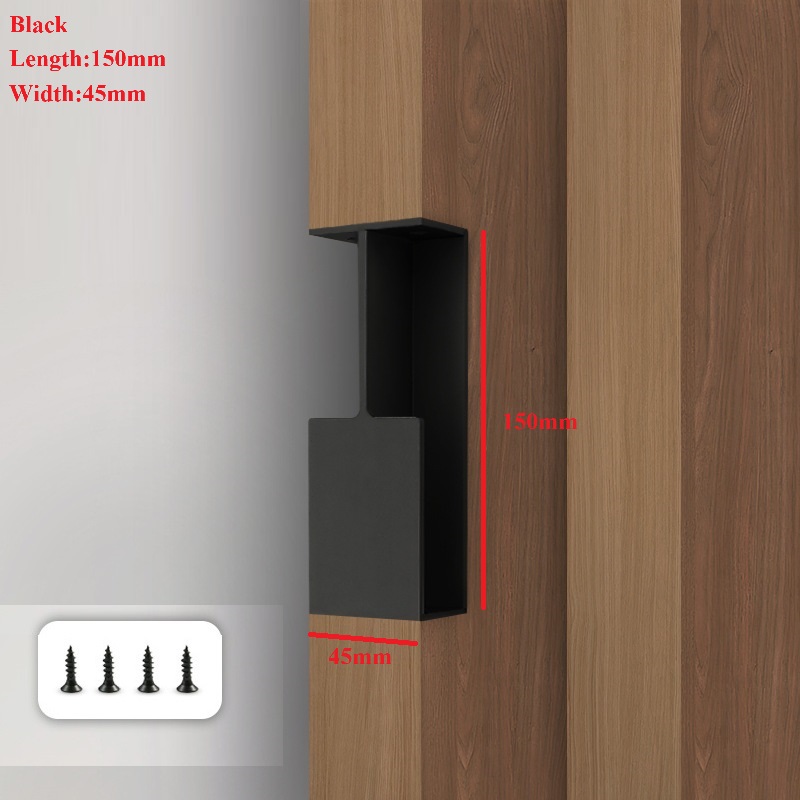 1Pc Aluminum Sliding Pocket Door Finger Pull Handle Black Grey Built-in Mount: Amber