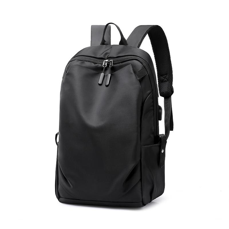 Backpack Men Backpack Nylon Shoulder Bag Computer Laptop Backpack With Headphone Bagpack For Teenager Boys Mochila: Black