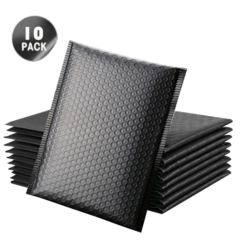 Sobres acolchados con burbujas, bolsa de embalaje de plástico, forrado, autosellado, color negro, para , 10 unidades