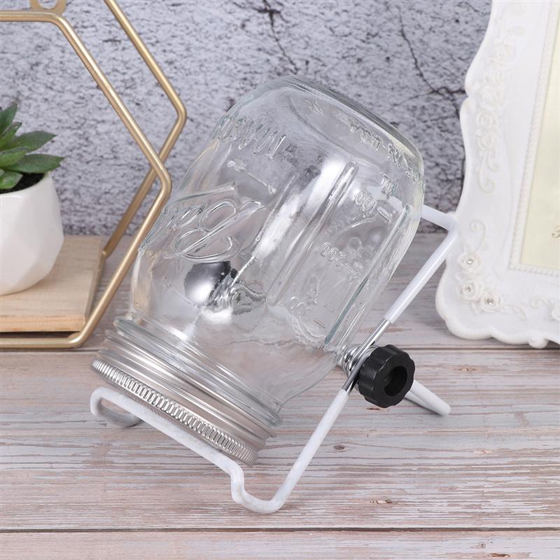 Bocaux en verre 3 pièces à large bouche Mason pots Kit de pot de germination de graines pour la maison potager (450ml avec couvercle et support)