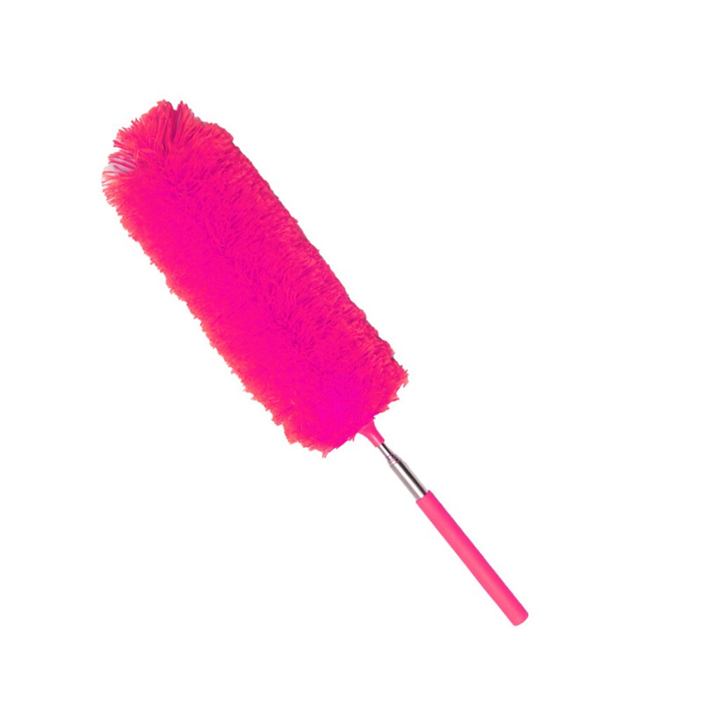 Telescopic Extendable Microfiber Duster Dusting Brush Desk Car Cleaning Tool: Rose Red