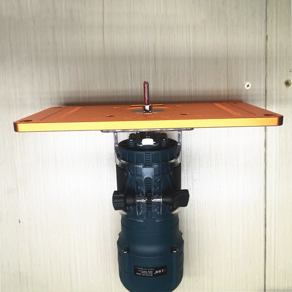 Aluminium Alloy Router Table Insert Plate Flip Plate Guide Table with Bushing Screw Router Insert Ring Woodworking Trimmer Tool