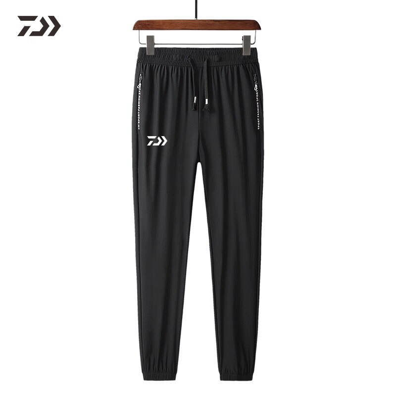 Daiwa Vissen Broek Dunne Toevallige Snel Droog Effen Heren Kleding Broek Voor Vissen Sport Outdoor Ademende Vissen Kleding: Black / S