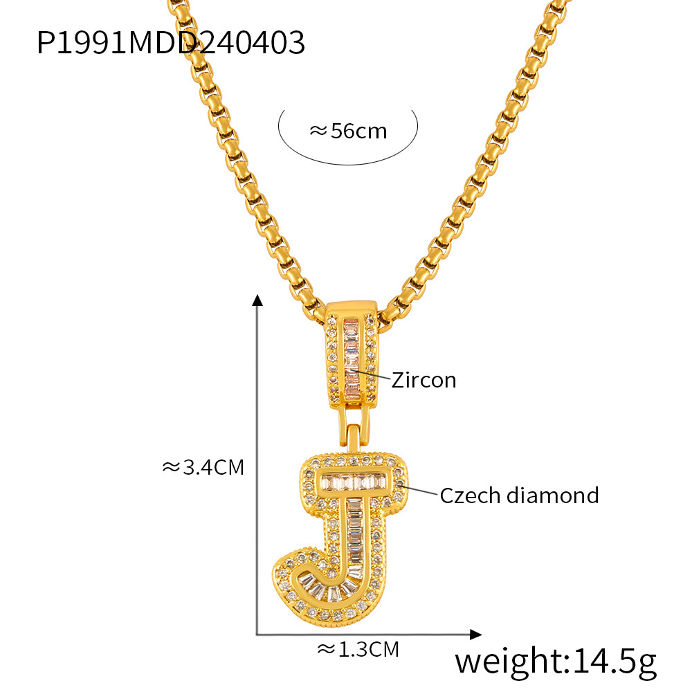 26 Letters Pendant Necklace For Women Men Unisex Stainless Steel 18K Gold Plated Waterproof Long Necklaces Couples Neck Chain