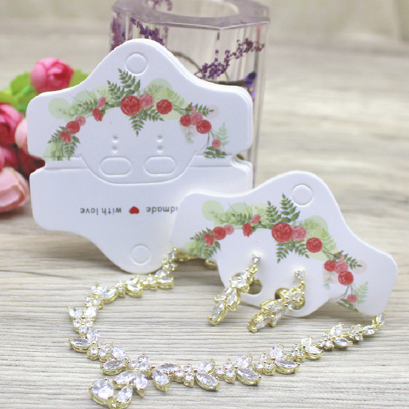 Lote de 50 Uds de horquillas de papel de varios estilos, tarjetas para exhibir joyería, collar, pendiente, colgante, tarjeta, 8x8,5 cm