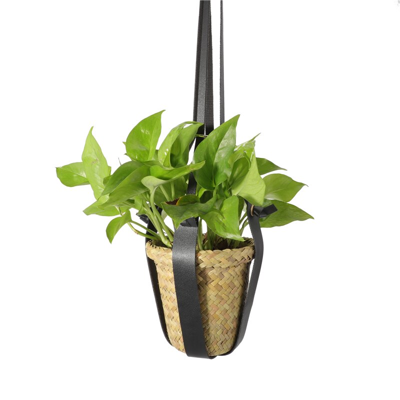 64cm pu läder växt kruka hängare modern hängande planter för vägg inomhus hus växter kaktus och saftiga hängande växthållare