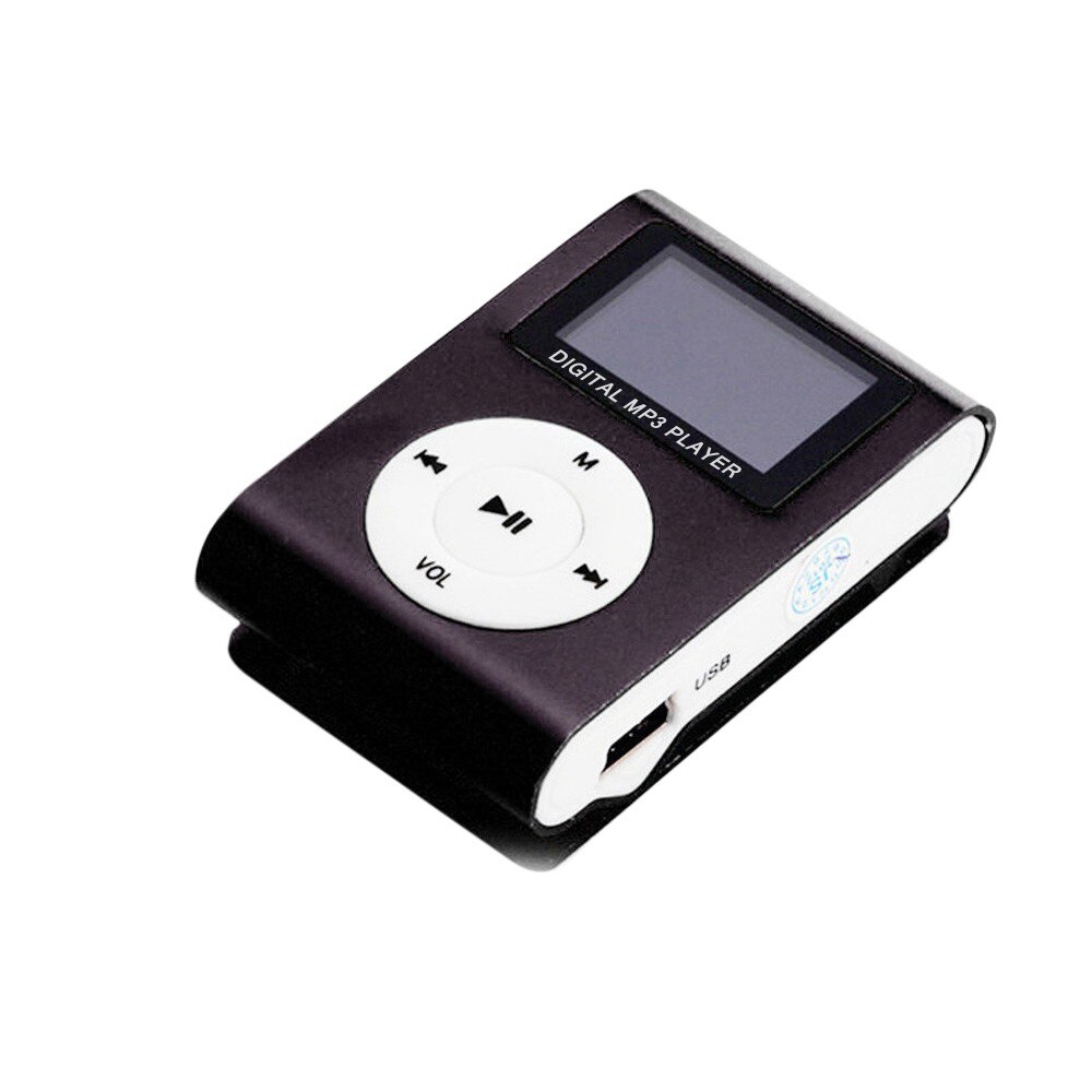 Mini USB Clip MP3 Player LCD Screen Support 32GB Micro SD TF Card Mini Mp3 Player Music Sports Walkman: Black