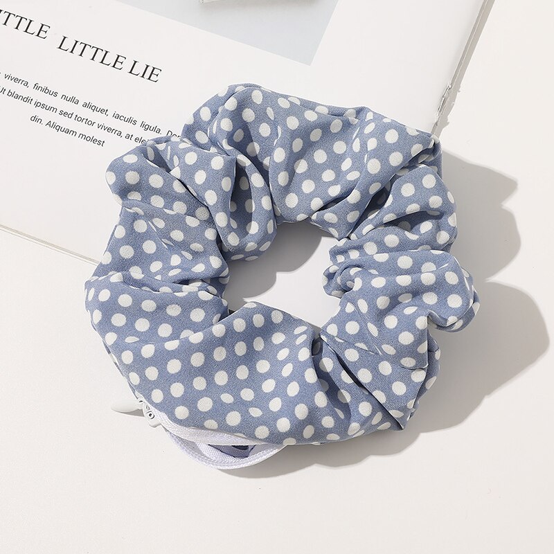 Zip Scrunchies Korea Dot Hairbands Leopard Hair Ties Pocket Scrunche With Zipper Ponytail Holders Hair Accessories: 3