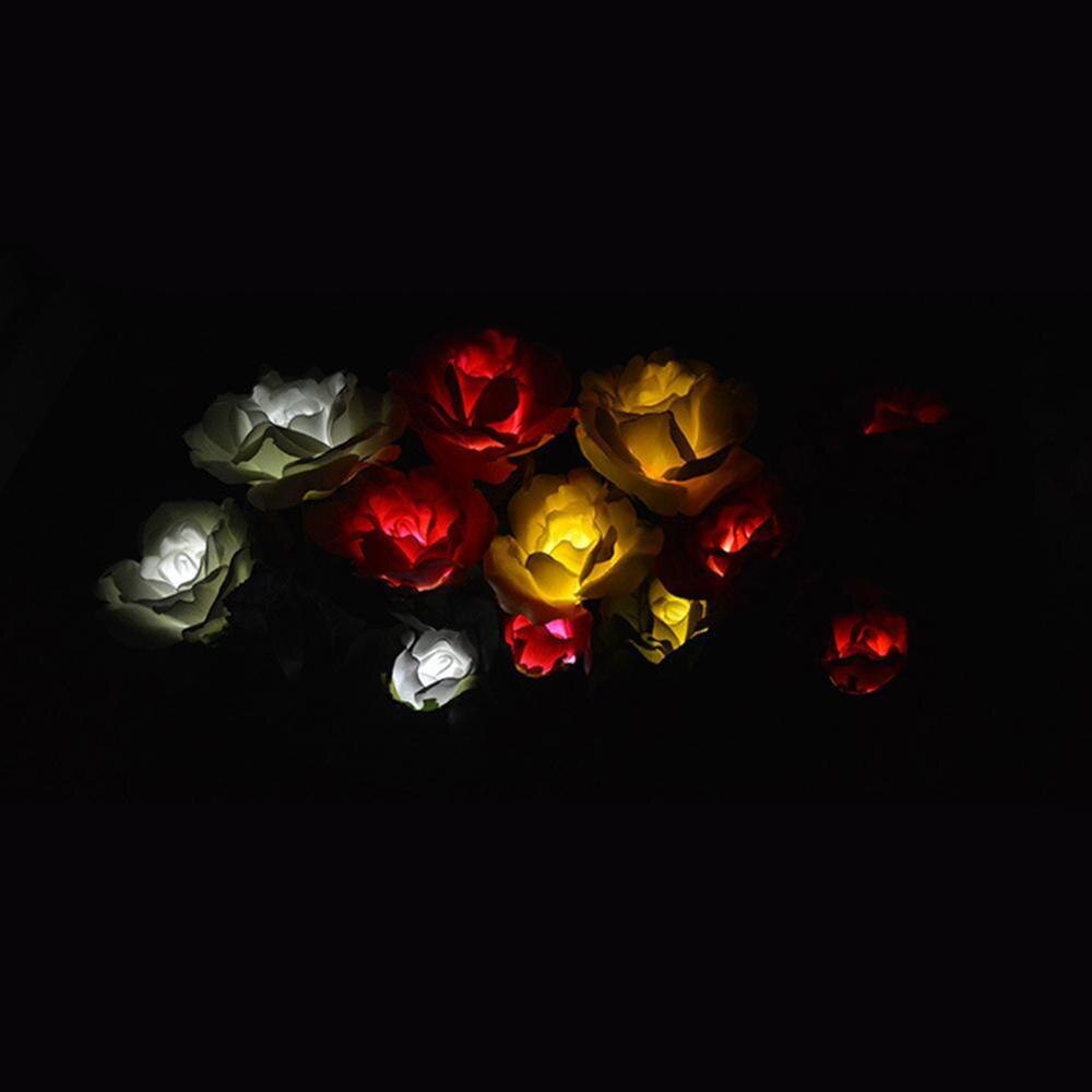 3 Heads Solar Rose Light LED Flower Lawn Stake Lamp Decoration Yard Garden For Home Outdoor Waterproof Path O3P4