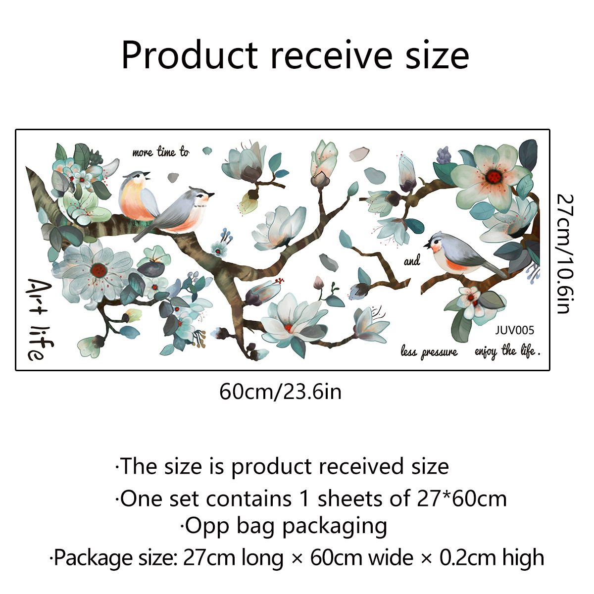 Ink Chinese Wind Branch Bird Glass Sticker Window Window Double-Sided Visual Decorative Wall Sticker