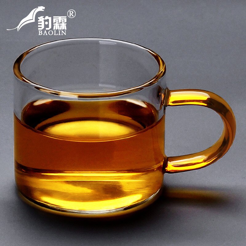 Cute Tea Cup Luxury Modern Transparent Portable Chinese Glass Tea Cup Handmade Kubek Do Herbaty Teaware 50: golden handle