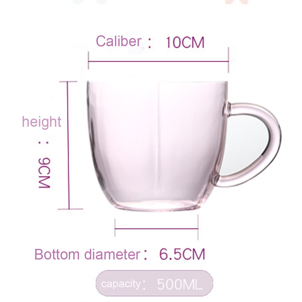 Couple Lover Single Walled Heart Shaped Glass Cup Juice Coffee Mug with Handle