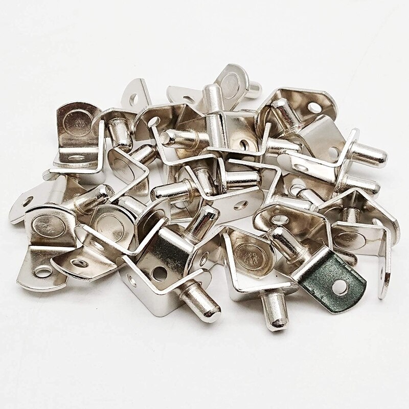 JHD-50 Pcs Shelf Support Pegs 6Mm L-Shaped Shelf Support Nickel Plated Shelf Bracket Pegs For Furniture