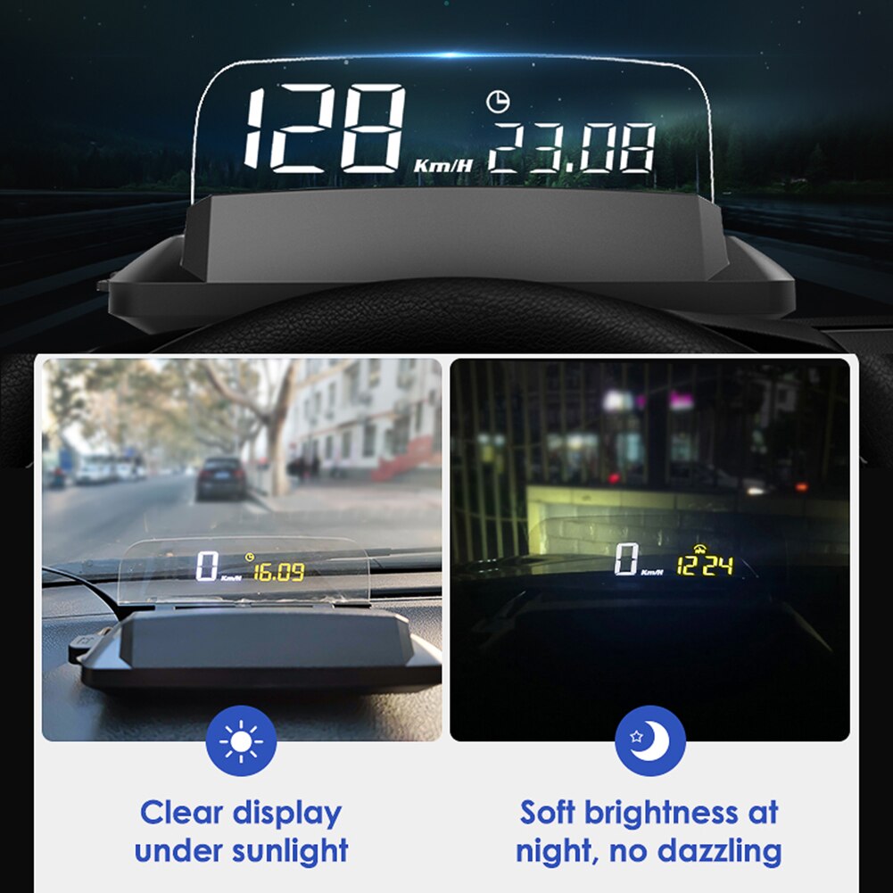 L3 Car HUD OBD II OBD2 Speedometer Overspeed Warning RPM Water Oil Temp Fuel Consumption Head Up Display Support Hybrid Cars