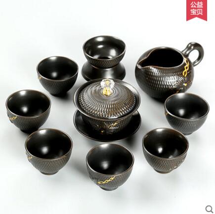 7pcs/10pcs lot Yixing tea set purple ceramic teapot wedding set of tea cups solid wood tea tray tea ceremony on: E9PCS