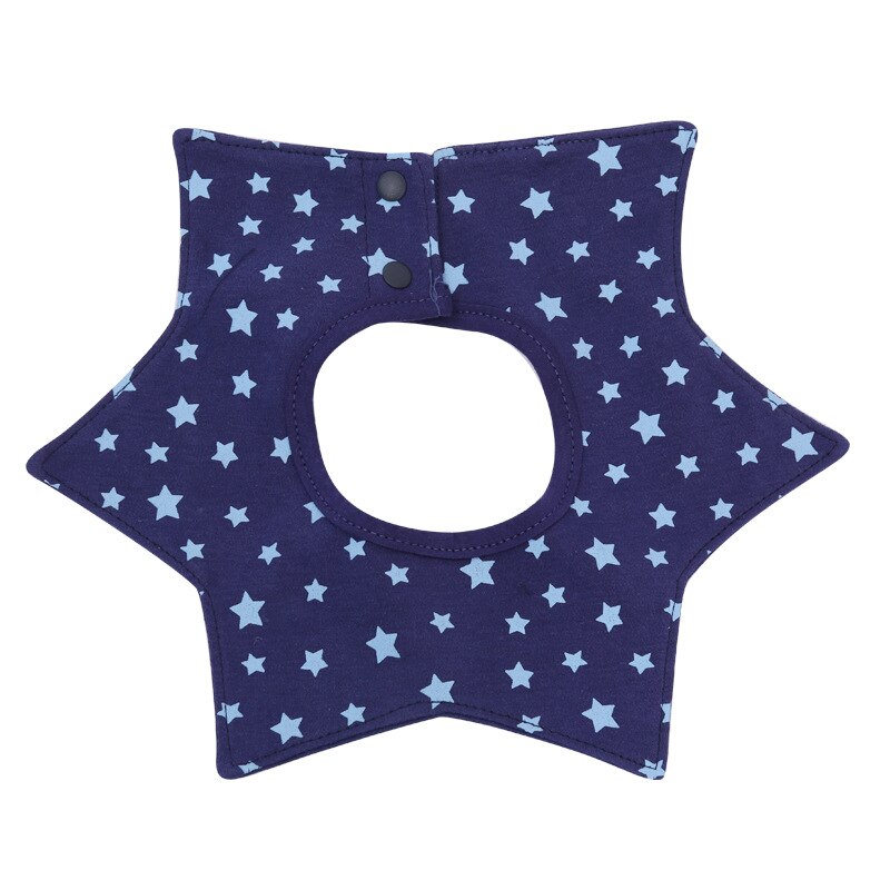 Baby Waterdichte Bib 360 ° Draaien Puur Katoen Huidvriendelijke Schortje Hexagon Bloemvorm Cartoon Vlekken Multifunctionele voeden Sjaal: Dark blue star