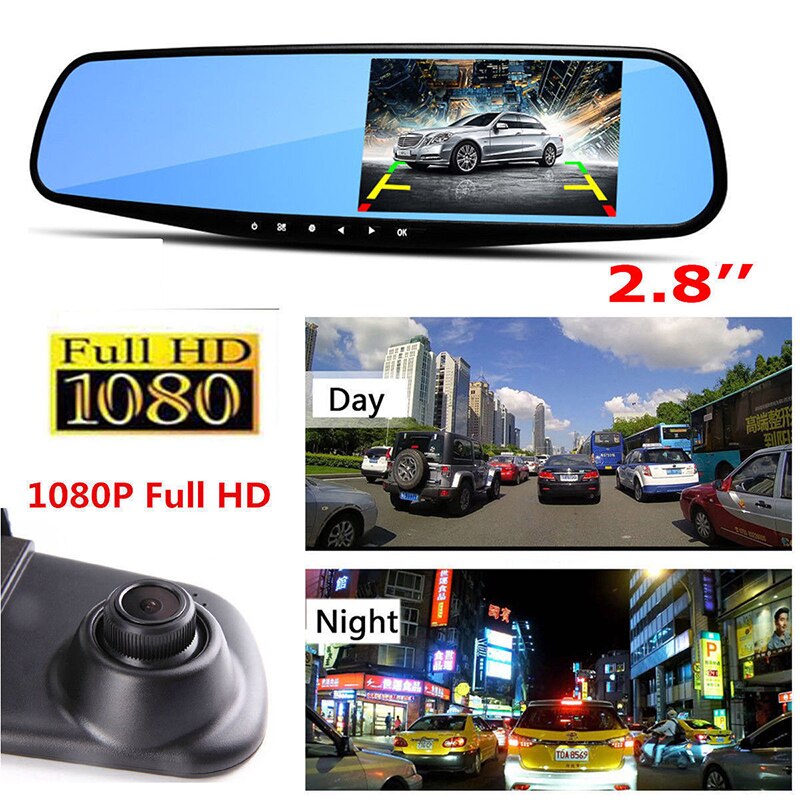 2.8 ''1080 P Dual Lens In-Auto Dvr Achteruitkijkspiegel Dash Cam Video Recorder Camera
