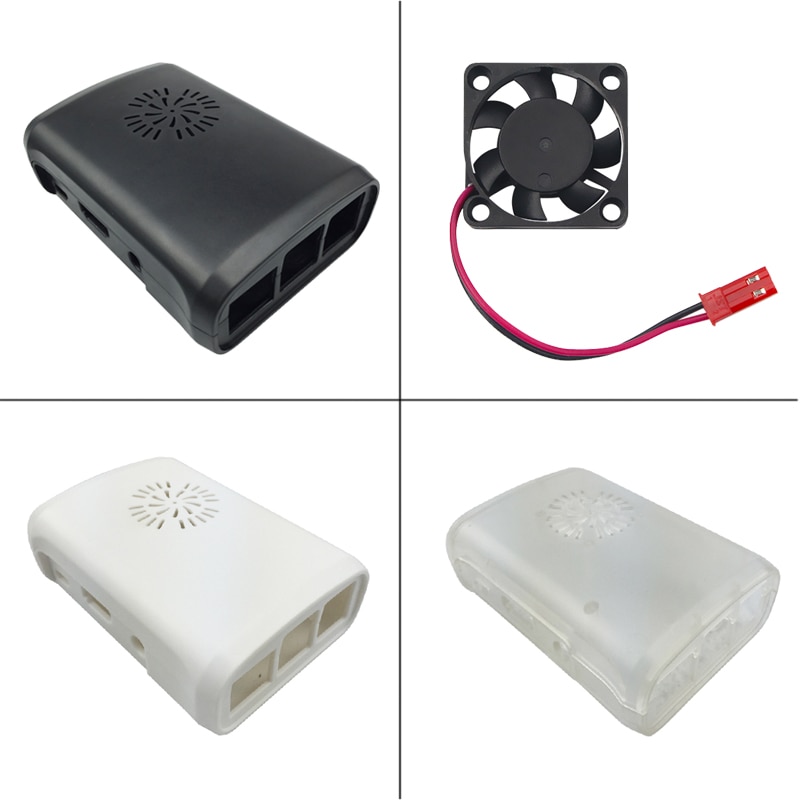 lampone pi 3 Modello B + (B più) custodia ABS Scatola di Plastica Nero Bianco Trasparente Borsette + Ventola Di Raffreddamento compatibile per lampone pi 3