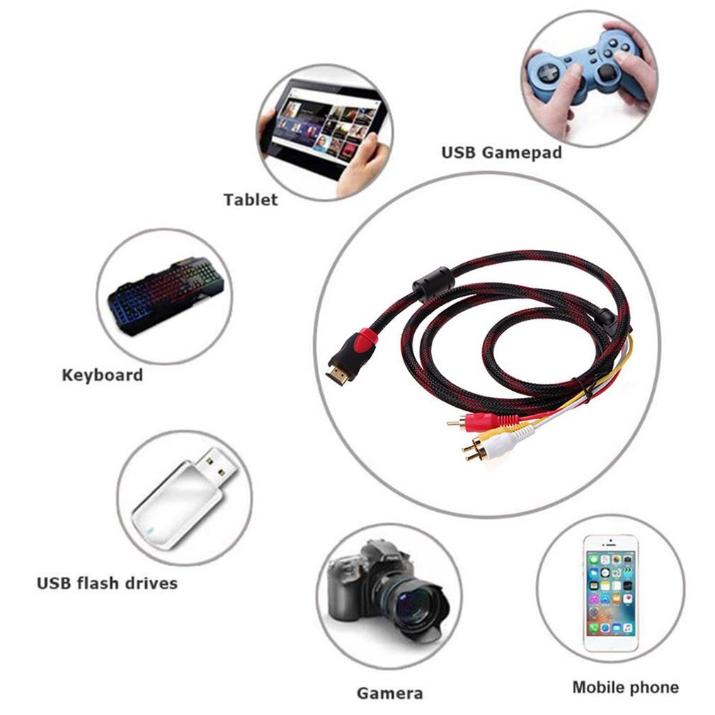 Do 3 RCA Audio wideo audiowizualnym konwerter kabel Adapter HDTV 1080 znakomicie zaprojektowany trwałe z wejściem HDMI, mężczyzna ONLENY