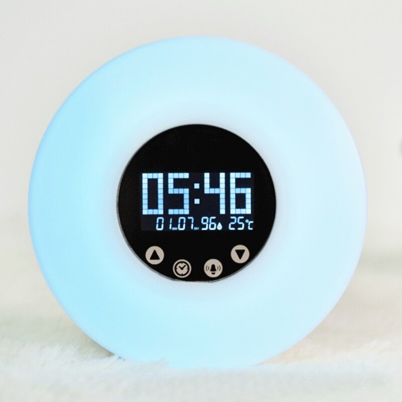 Zonsopgang Wakker Wekker LED Light Glimlach FM Radio Digitale Wekker Touch Sensor Ochtend Wakker Klok USB AAA Aangedreven