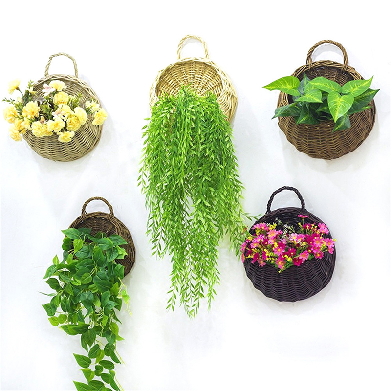 Cesta De Vime Pendurado De Parede, Plantador De Flores, Pote Da Videira Do Jardim, Suporte De Plantas, Vaso De Flores Do Ninho, Decoração De Casa