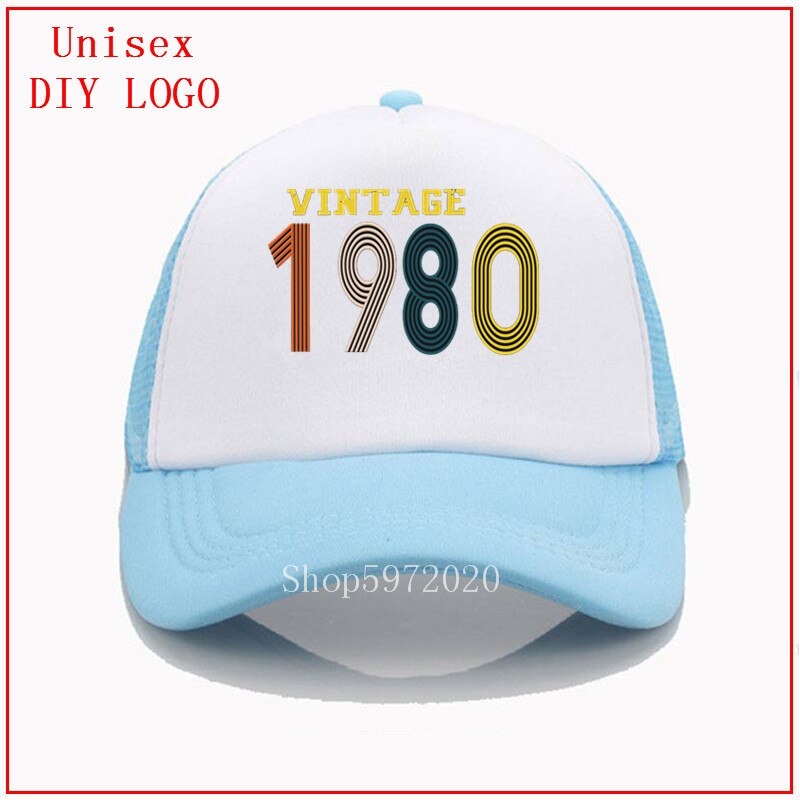 1980 vintage year hats for men snapback sun hats for women bucket hat baseball cap mens bassball caps best selling: 8sky-blue-white / Kids