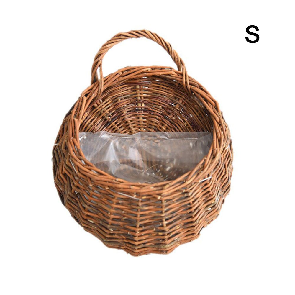 Rotting vägg hängande förvaring korg naturliga korg hem dörr blomma hängare planteringsmaskiner trädgård bröllop vägg dekoration: S