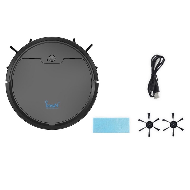 Robot Vacuum Cleaner Smart Navigation Remote Control Strong Suction Robot Vacuum Cleaner Wet/Dry 1500mAh: black