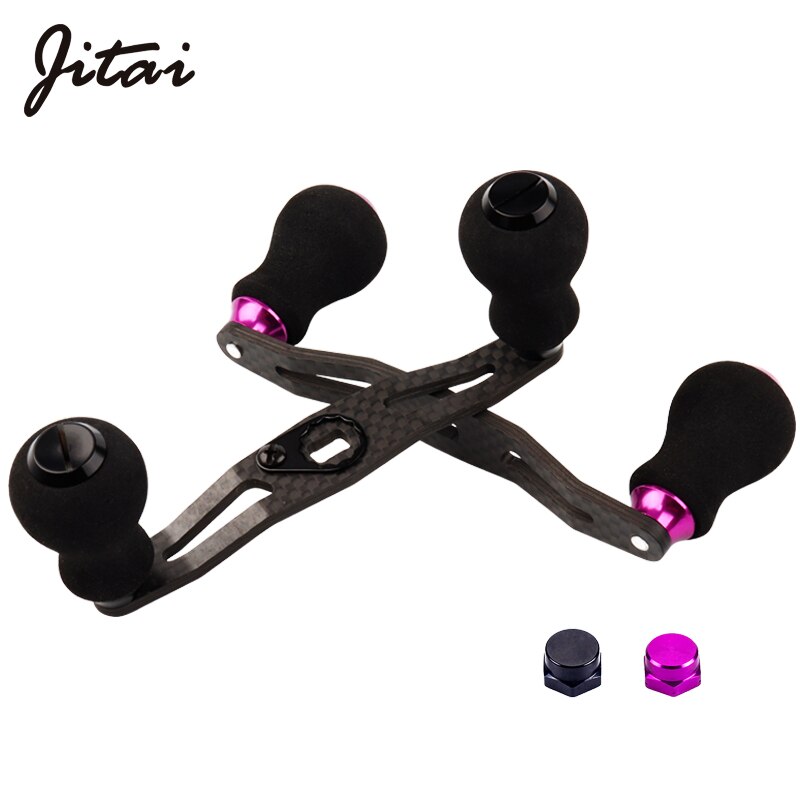 Jitai 8*5/7*4Mm Gat Carbon Visserij-reel Handvat Voor Baitcasting/Spinning Wielen Zwart Eva knoppen Vissen Accessoires Rocker