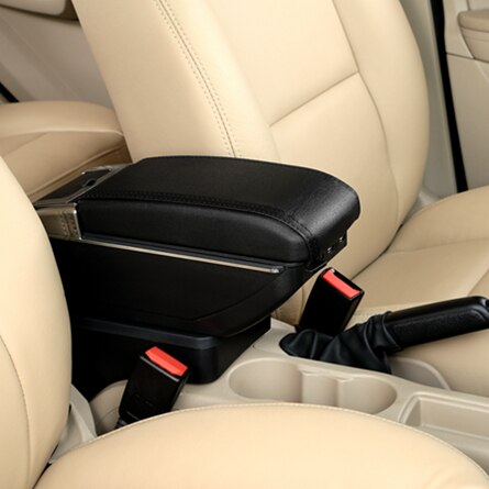 Accoudoir central en cuir synthétique pour ford ecosport, boîte de rangement, porte-gobelet, cendrier, accessoire de style automobile: C styke tout noir