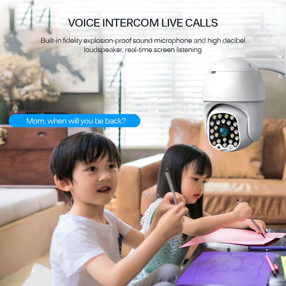 1080P Wifi PTZ Camera Outdoor Auto Tracking CCTV Home Security IP Camera 4x Digital Zoom High Speed Dome Siren