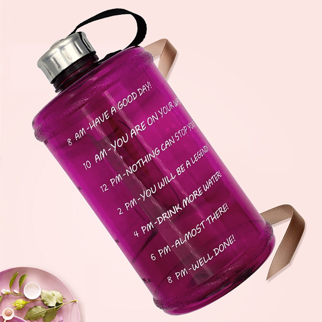 Gallon Water Bottle Fitness Workout With Time Marker Drink Large 73oz Capacity Clear Plastic Drinking Bottles Big Gym Jug Cup