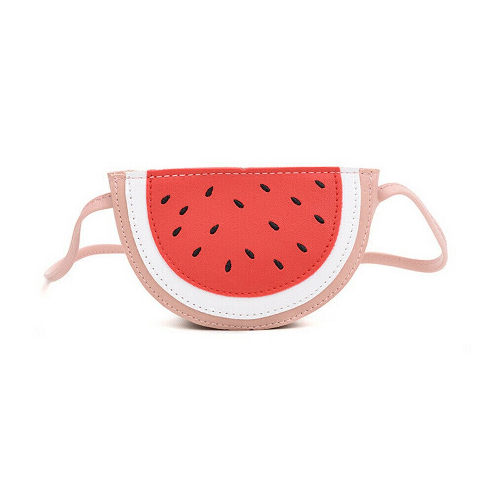 Mode Kinderen Leuke PU Lederen Fruit Crossbody Handtas Kids Meisjes Watermeloen Leuke Kleine Schoudertas: Roze