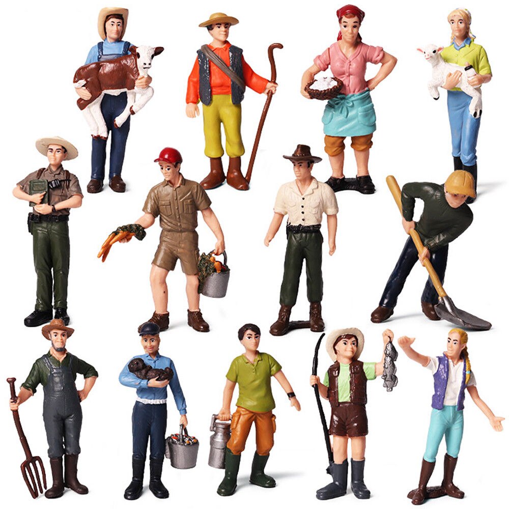 Farm People Farmer Police Breeder Farmwife Figure Model Decor Collector Toy Collector Decor Simulation Educational Figures