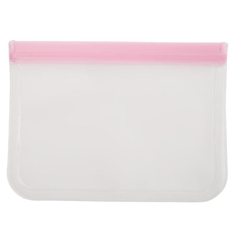 Reusable Silicone Food Storage Bags Leakproof PEVA Fruit Food Freezer Bag Fruit Meat Milk Organizer Ziplock Kitchen Supplies: Pink 23x17cm