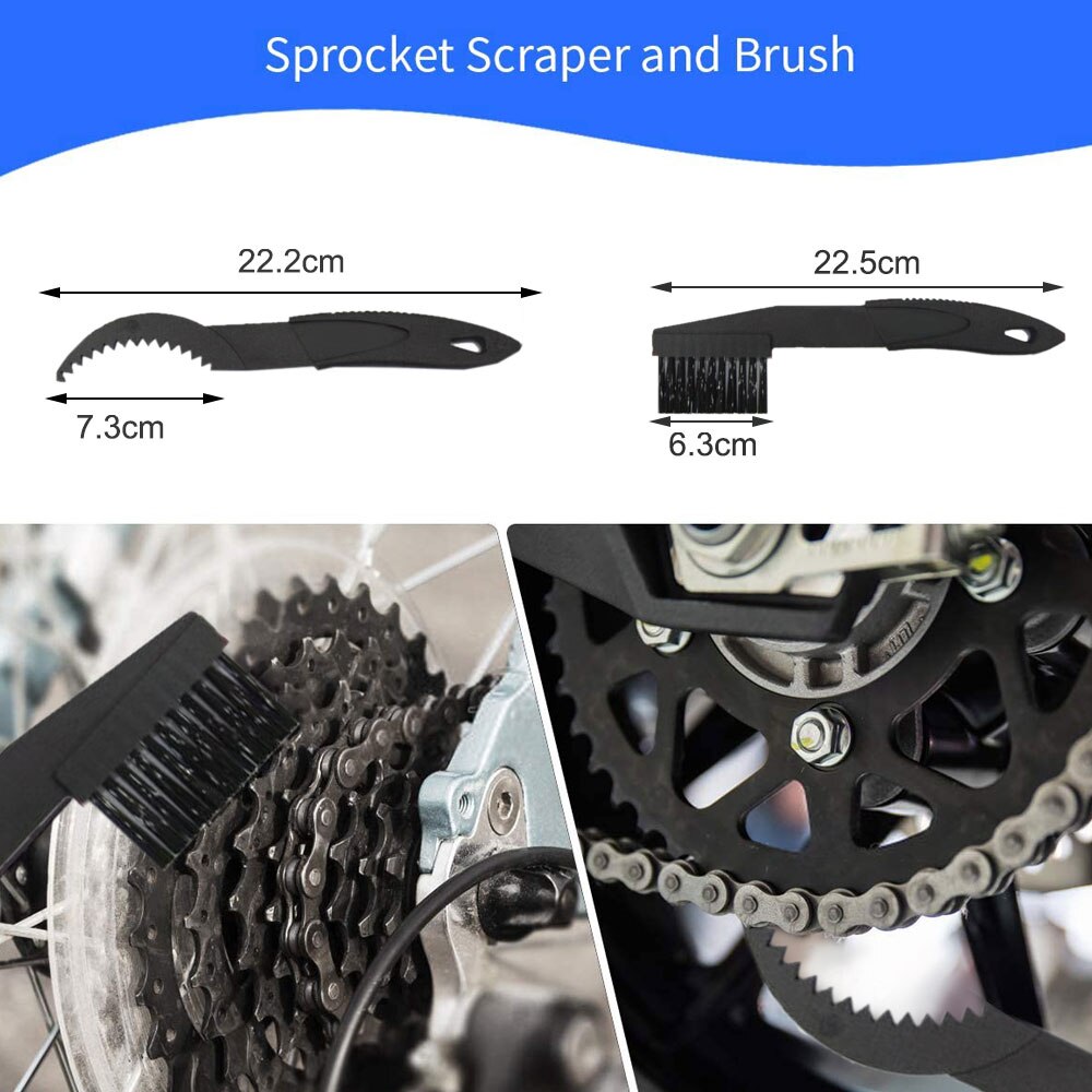 Juego de cepillos de fregado para bicicleta de montaña, limpiador de cadena, herramientas de Reparación de bicicletas, Kit de limpieza