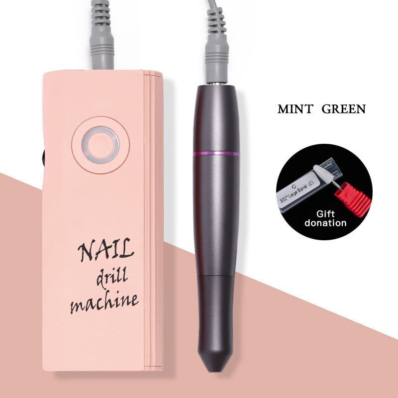 30000 RPM Rechargeable Portable Electric Nail Manicure Machine Pedicure Nail Polisher Remove Nail Drill Bits Set Tools TSLM2: pink