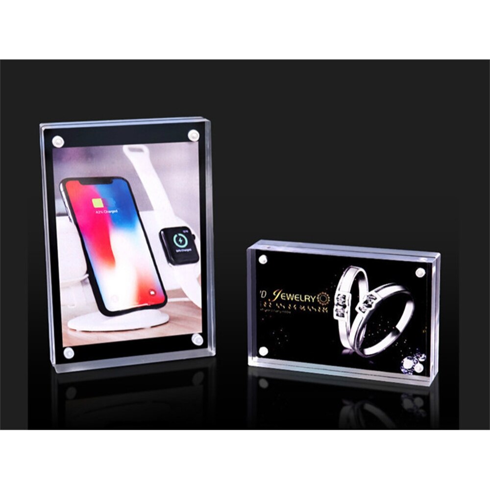 Clear Magnetic Acrylic Menu List Card Display Stand 82*55mm Photo Picture Labe Frame