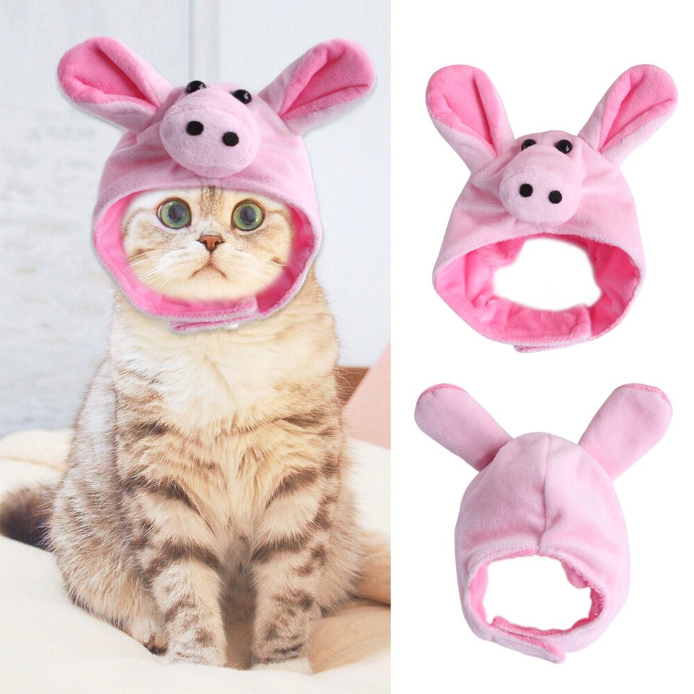 Cat Dog Hat Adorable Costume Frog Lion Mane Sunflower Banana Hat for Cats and Small Dogs Kitten Puppy Party Costume Accessory: small pig