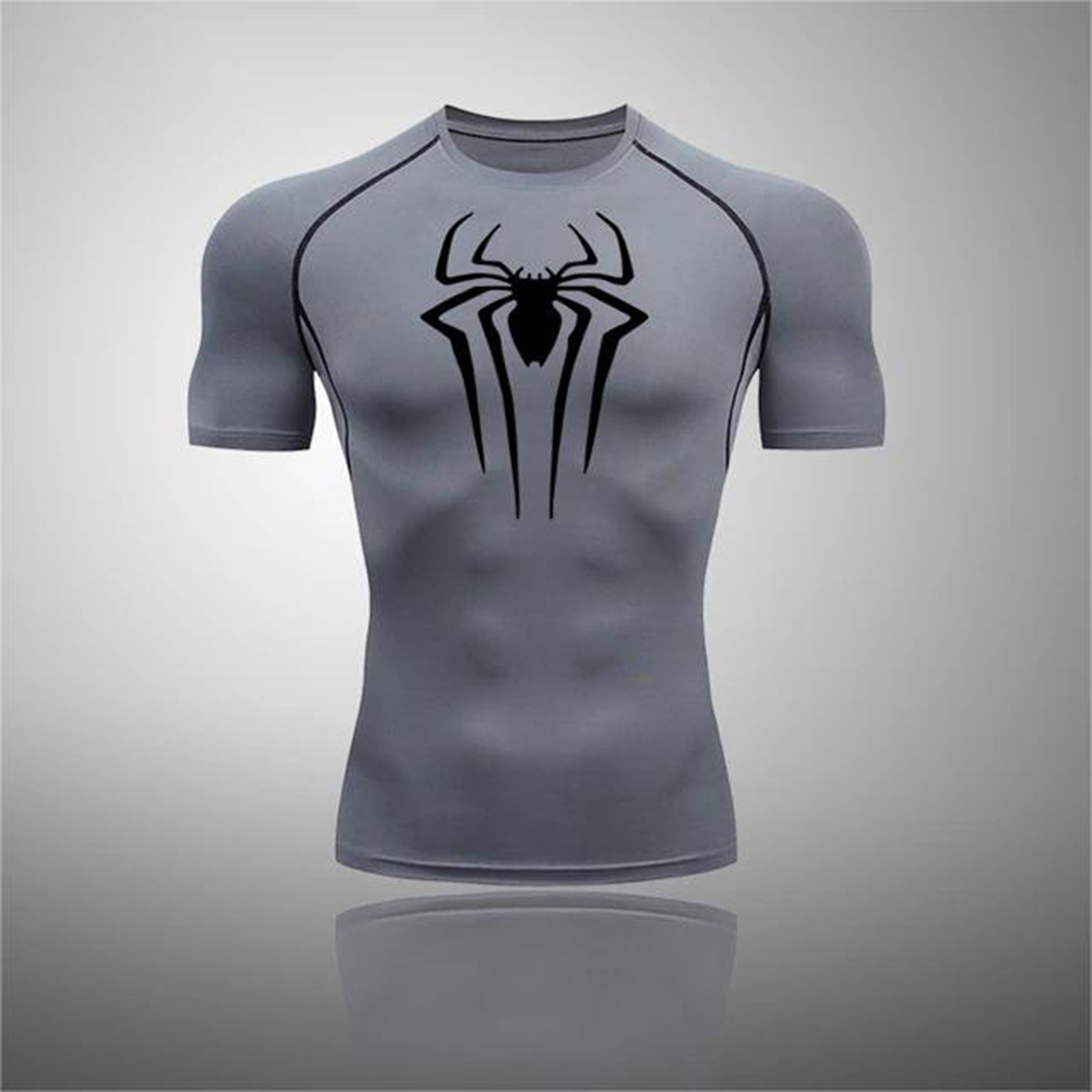Bedrucktes Herren-Sport-Kompressionsshirt, schnell trocknend, atmungsaktiv, sportlich, dünn, trainieren-oben, Sommer, Herren, Ropa, Moto-Cross, Enduro: Beige / M