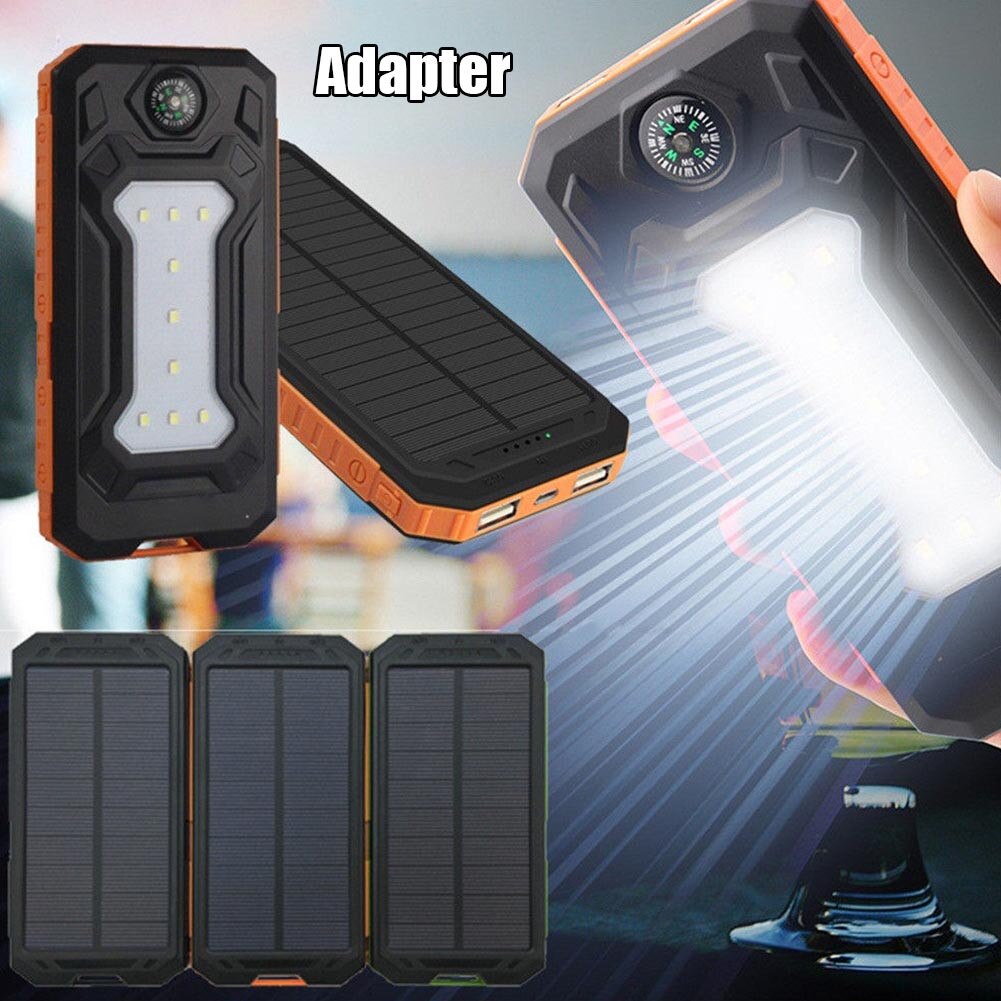 Fr Es Us ! 200000Mah Outdoor Verlichting Waterdichte Draagbare Mobiele Solar Lamp Lader Dual Usb Batterij Power Bank Case Kit