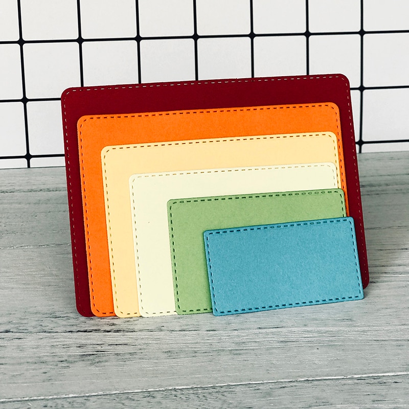 Frames Metal Cutting Die Stitched Round Rectangle Scrapbooking Die For DIY Embossing Paper Card Making