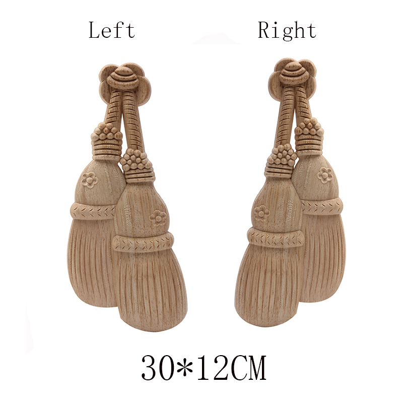 Applique for Home Furniture Unpainted Wood Oak Carved Wave Flower Onlay Corner Decor Wood Carved Long Applique Rubber Wood: C166-5-5-5