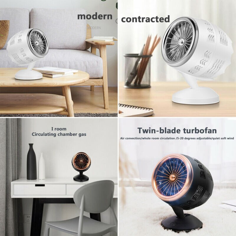 Desktop USB Fan Double Turbines Leaf Cooling Circulation Fan for Office Bedroom